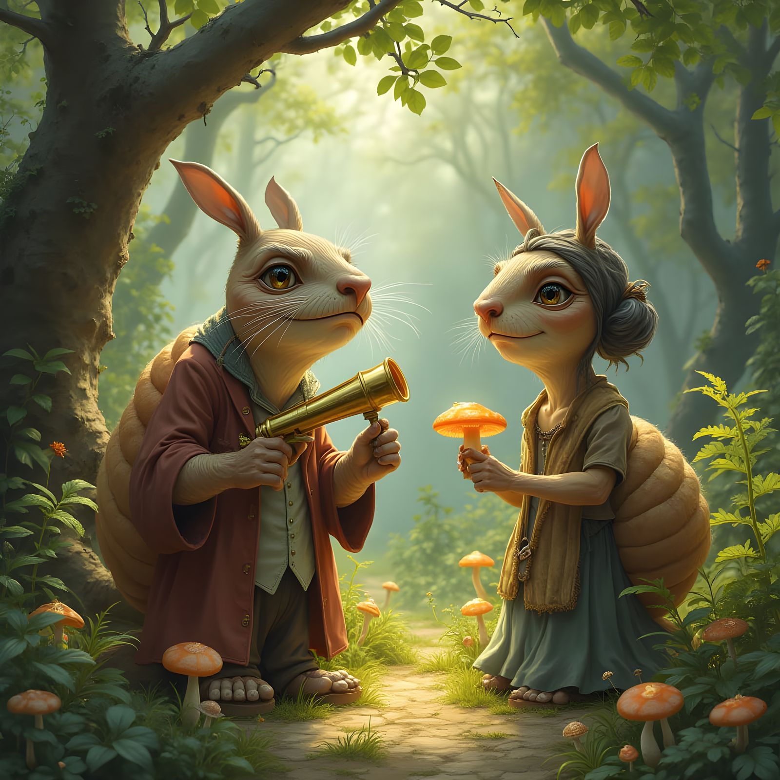 Elderly Snails in Autumn Garden