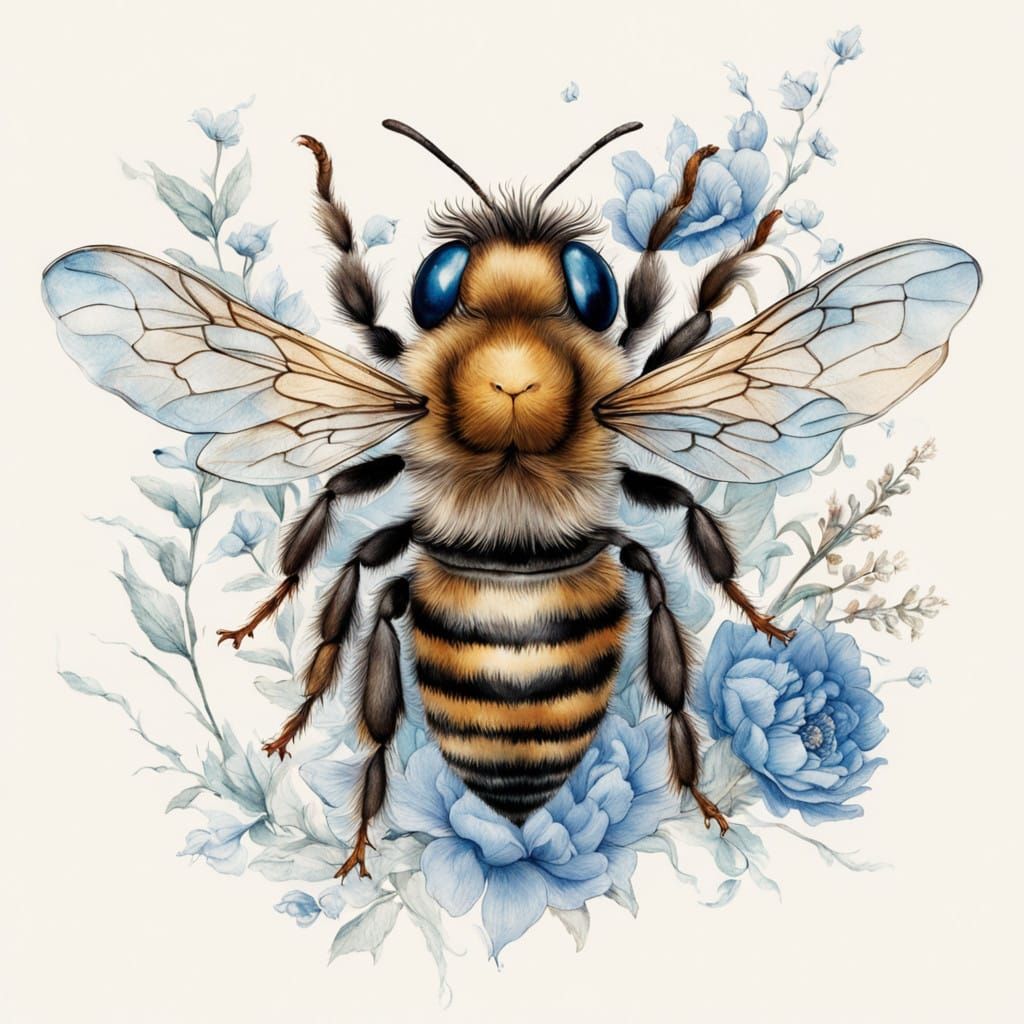 Whimsical Bee Hybrid Boy in Dreamy Watercolor