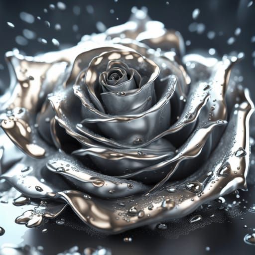 Elegant Silver Rose Against Dark Background