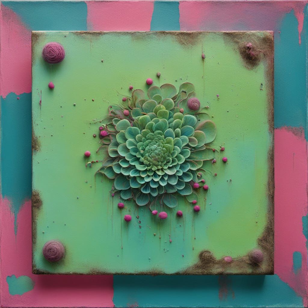 Surreal Abstract Painting with Cyberpunk Elements