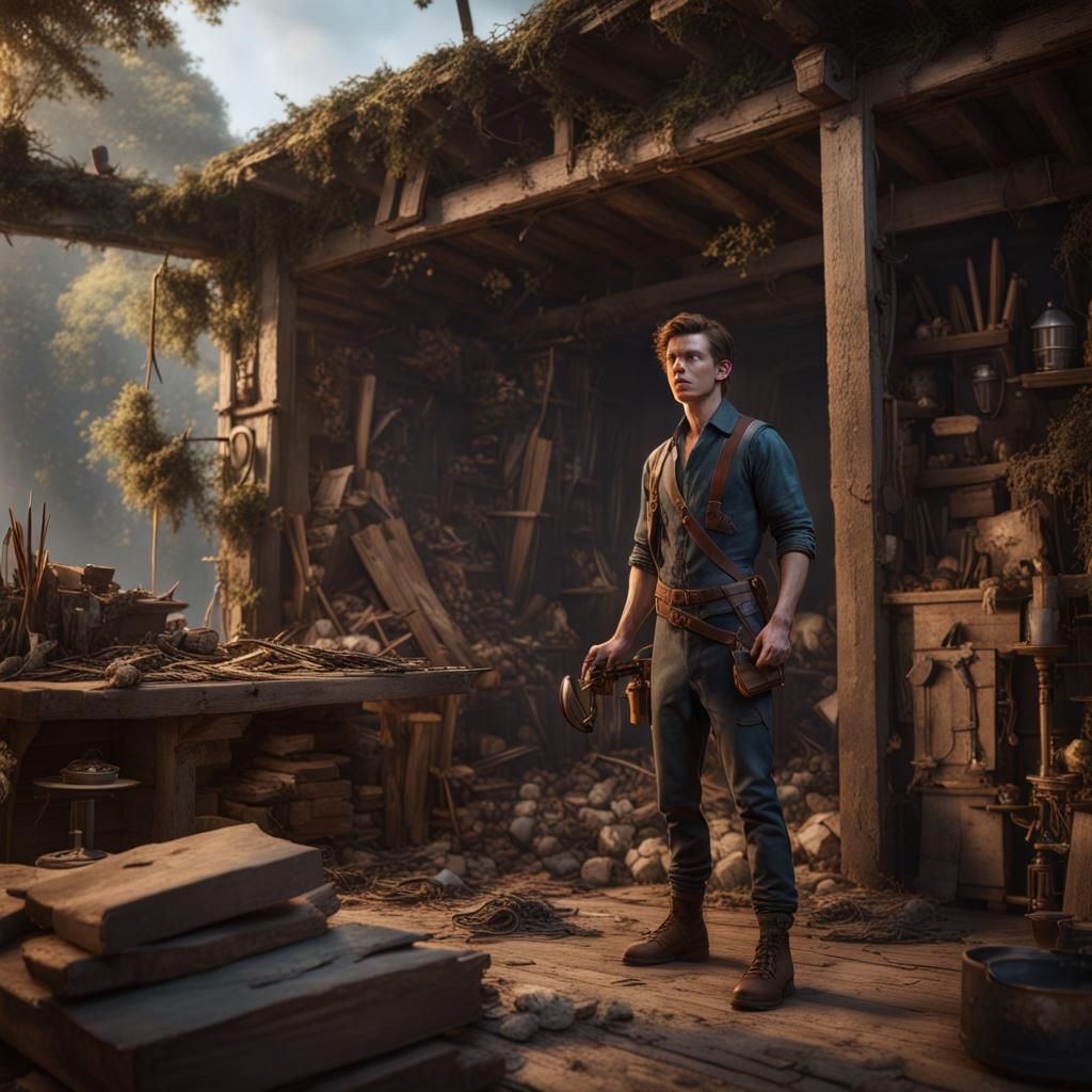 Carpenter in Detailed Matte Painting Style