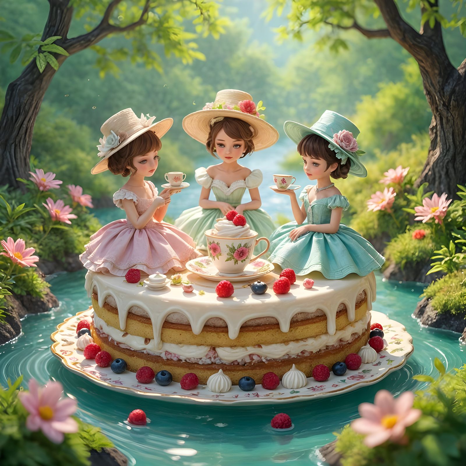 Teacup World: Miniature Fashion Show in 3D Fractal Art