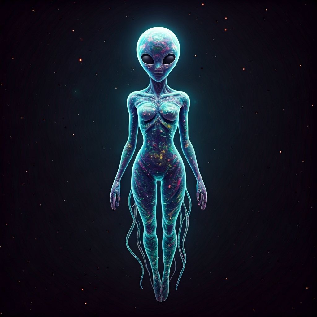 Ethereal Alien of Swirling Energy in Infinite Void