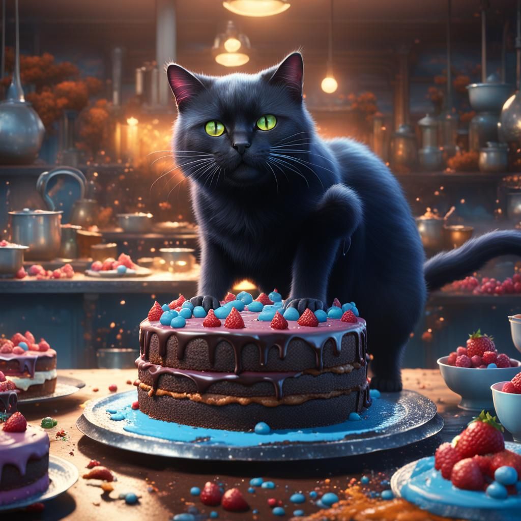 Black Cat Bakes Cake: Fantasy Concept Art