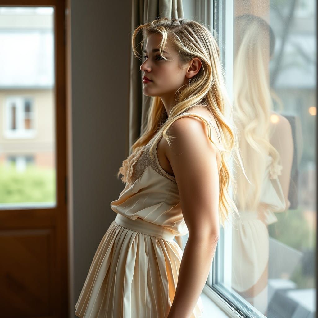 Feminine Masculine Youth Gazing Out