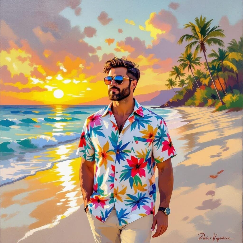 Man Enjoying a Sunny Day at the Beach