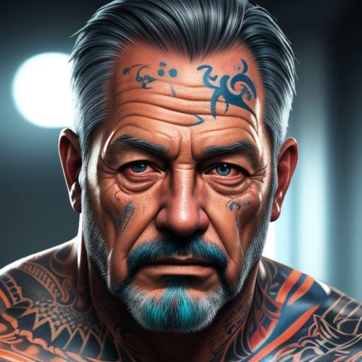 Hyperrealistic Dad Portrait in Vibrant Splash Art Style
