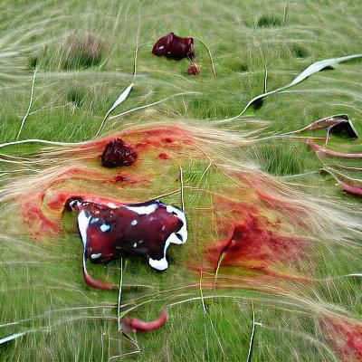Lost Cow Bleeding in Windswept Meadow