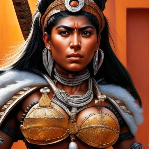 Detailed Portrait of a Mexican Female Warrior
