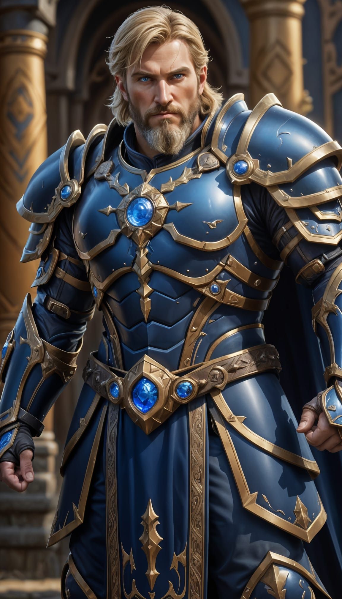 Paladin Master in Intricate Dark Blue Armor