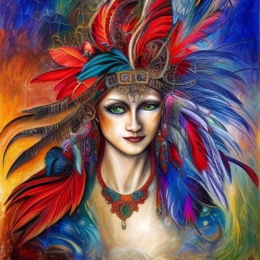 Fantastical Rooster in Analogous Colors, Modern Art