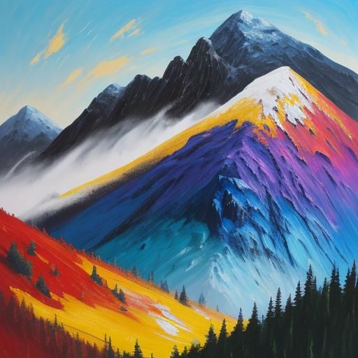 Woman Hiking with Mastiff: Pop Surrealist Impasto Painting