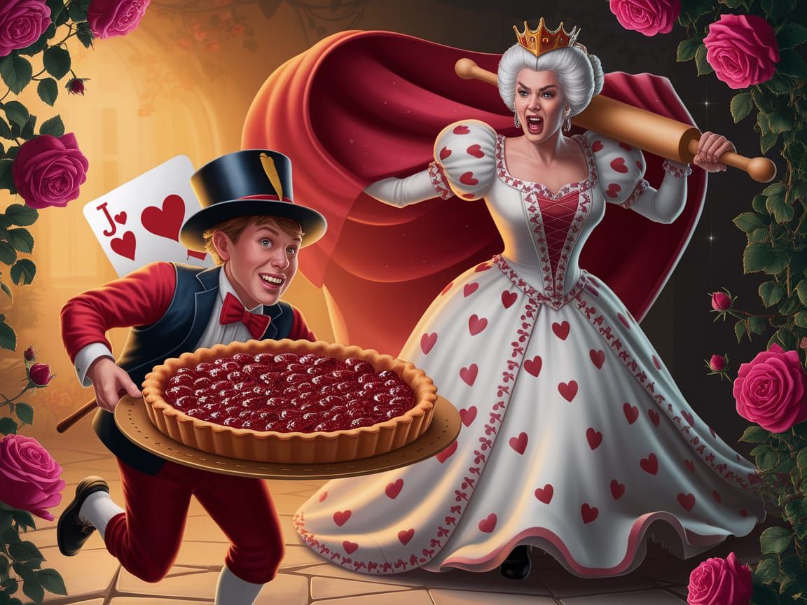 Jack of Hearts Steals Tart from Angry Queen of Hearts, Arthu...