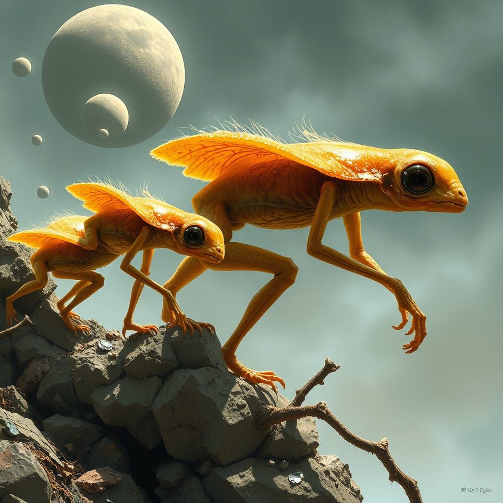 Mutated Alien Hybrid Species Evolving on Exoplanet