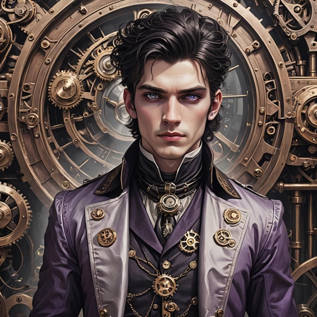 Steampunk Young King with Violet Eyes