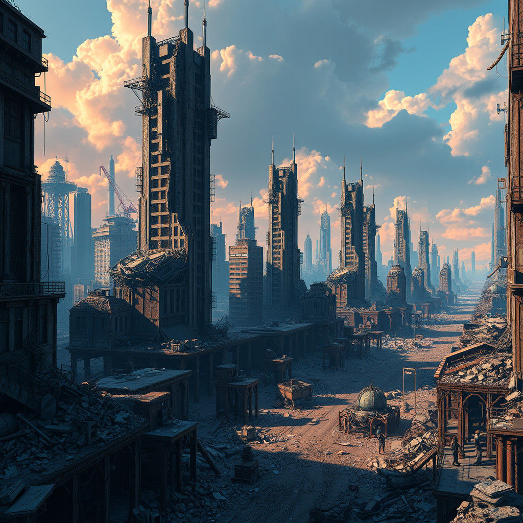 Post-Apocalyptic Metropolis in Ruins: Digital Art