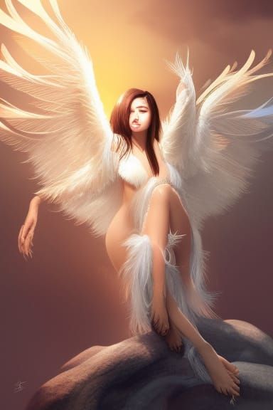 Swan Dragon Goddess in Artstation Style