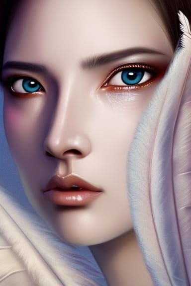 Swan Dragon Goddess with Feathered Wings