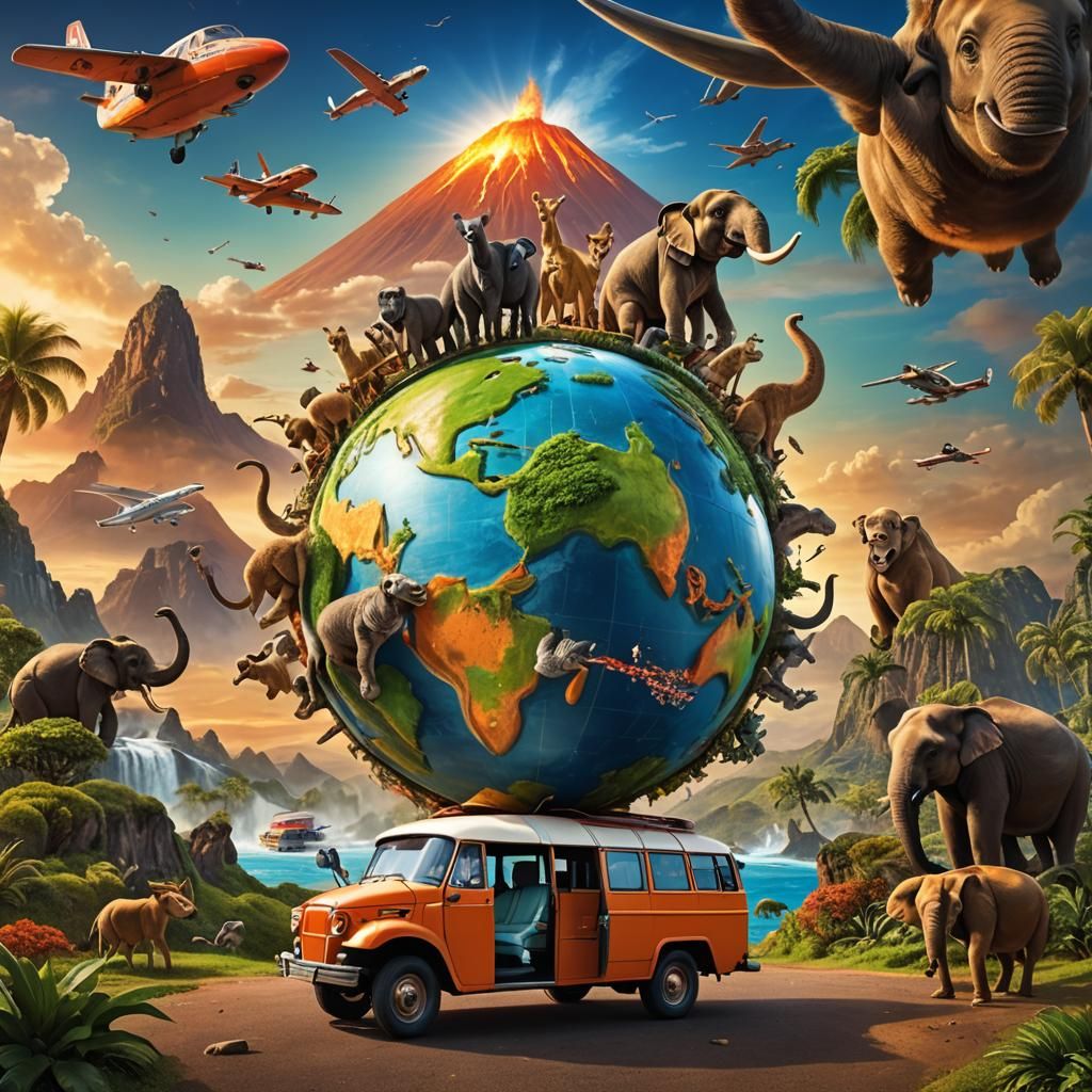 Globe on Tuk-Tuk with Wildlife and Volcano