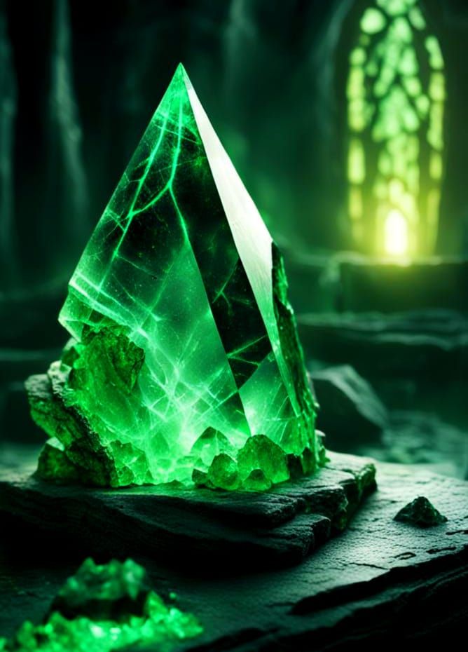 Cracked Crystal with Sinister Green Light