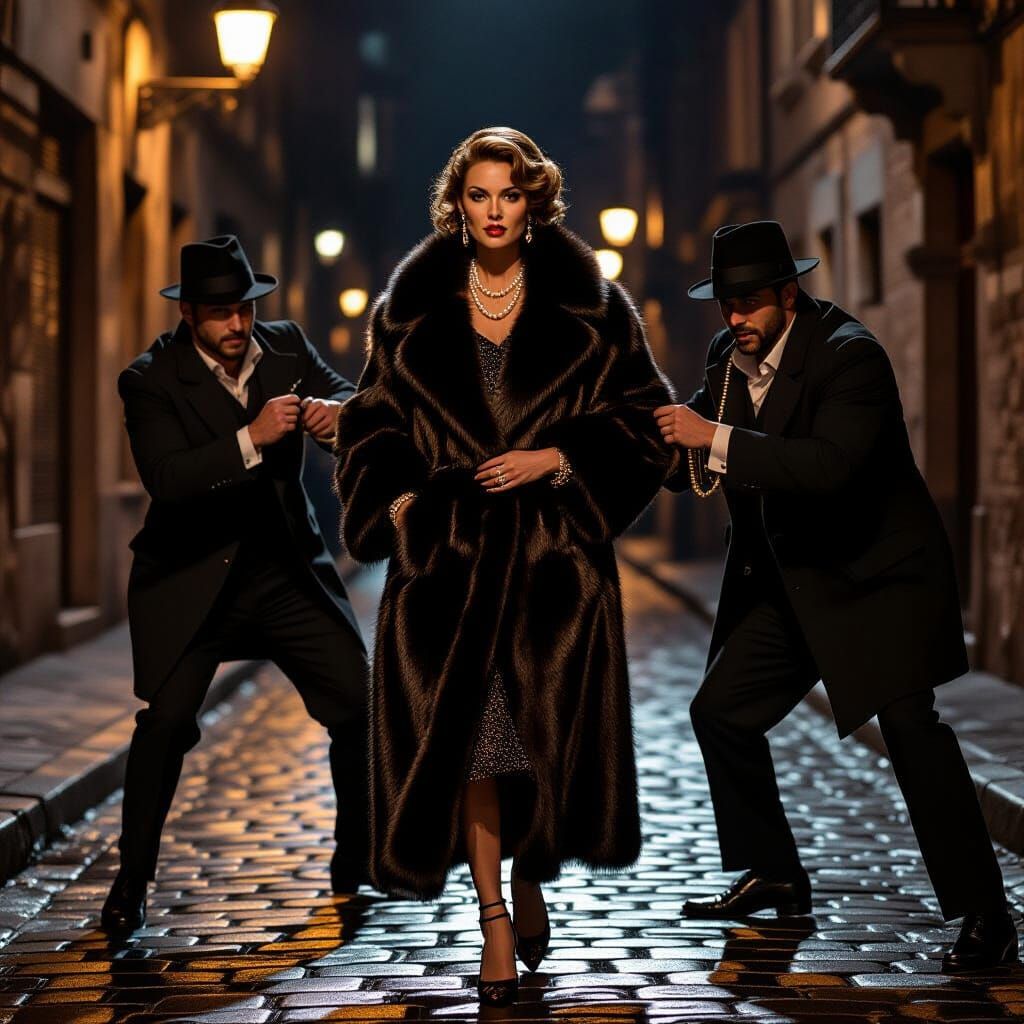 Elegant Woman Confronted by Thieves: Baroque Style