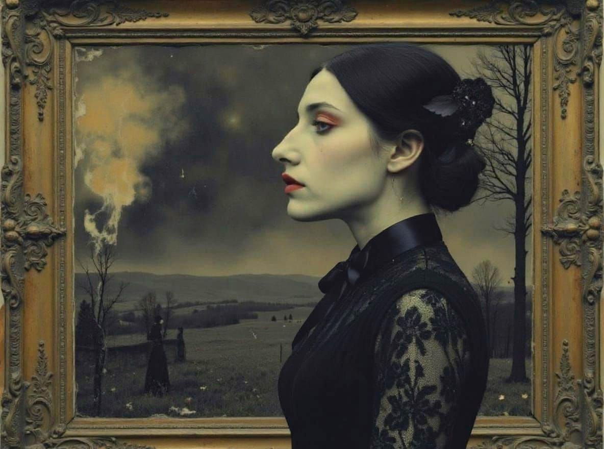 Gothic Portrait in Gilded Frame