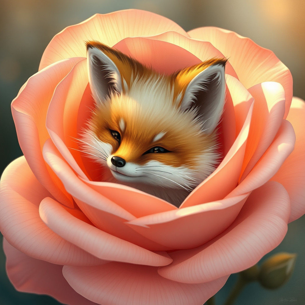 Fox in Rose: Art Nouveau Illustration