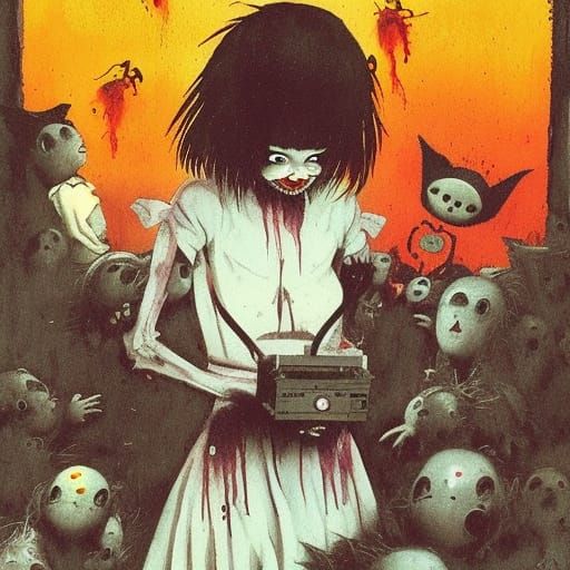 Scary Horror Girl with Music Box