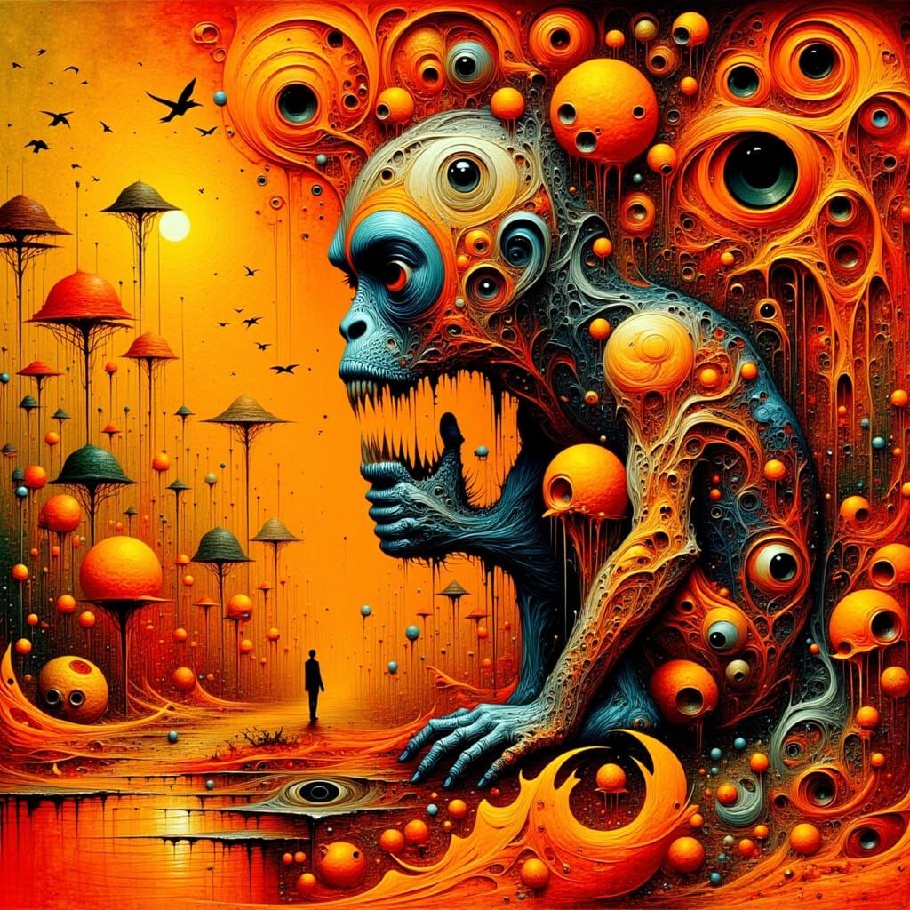 Vibrant Orange Surrealist World
