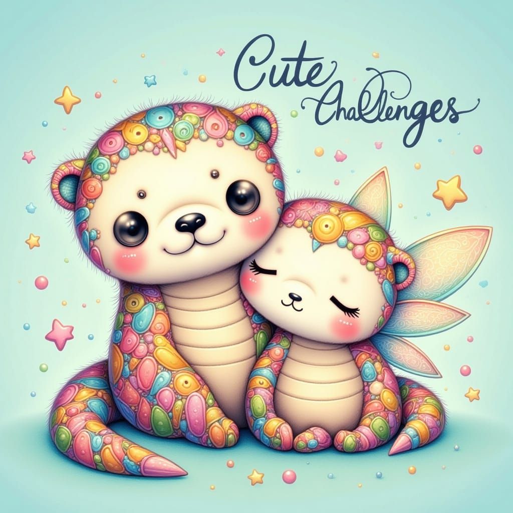 Whimsical Otter and Fairy in Kawaii Anime Style