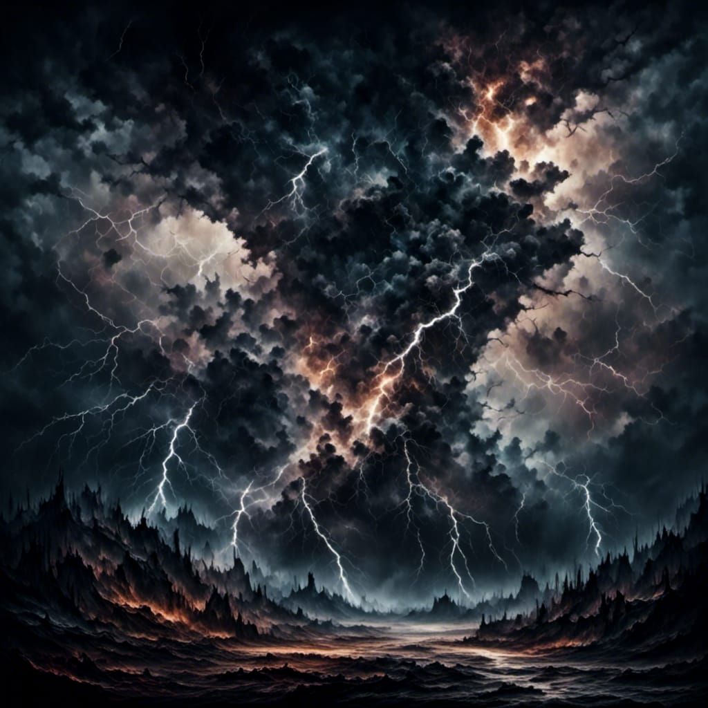 Dramatic Lightning Storm in Hyperrealism