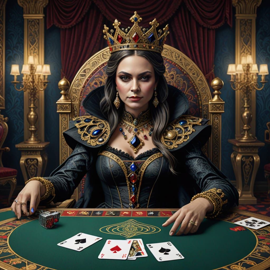 Queen of Spades Playing Card Comes Alive in Royal Court