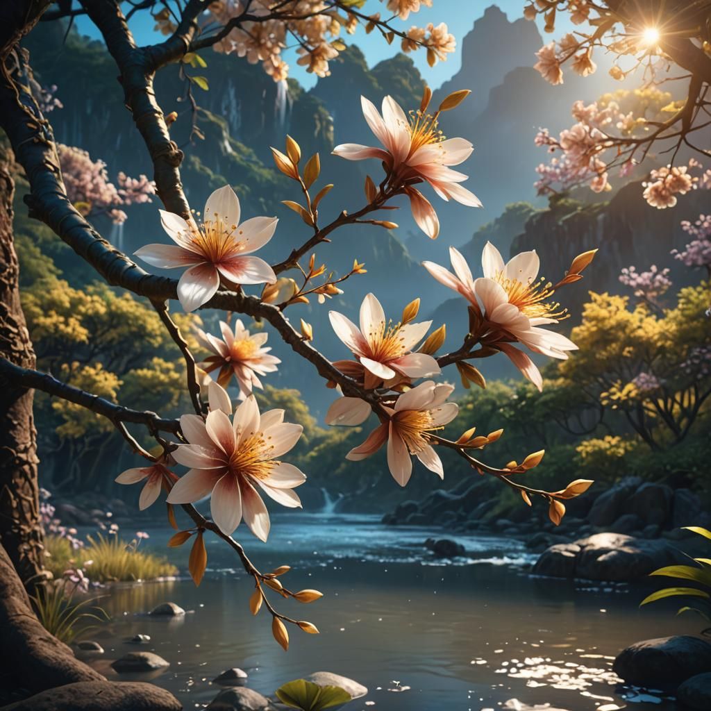 Lapacho Tree Flower: Fantasy Concept Art in Bloom
