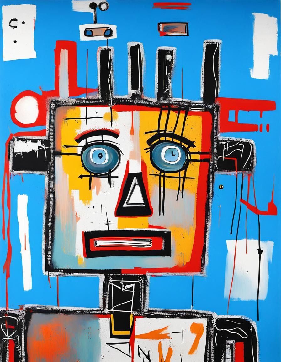 Cyborg Robot Man in Neo-Expressionist Style