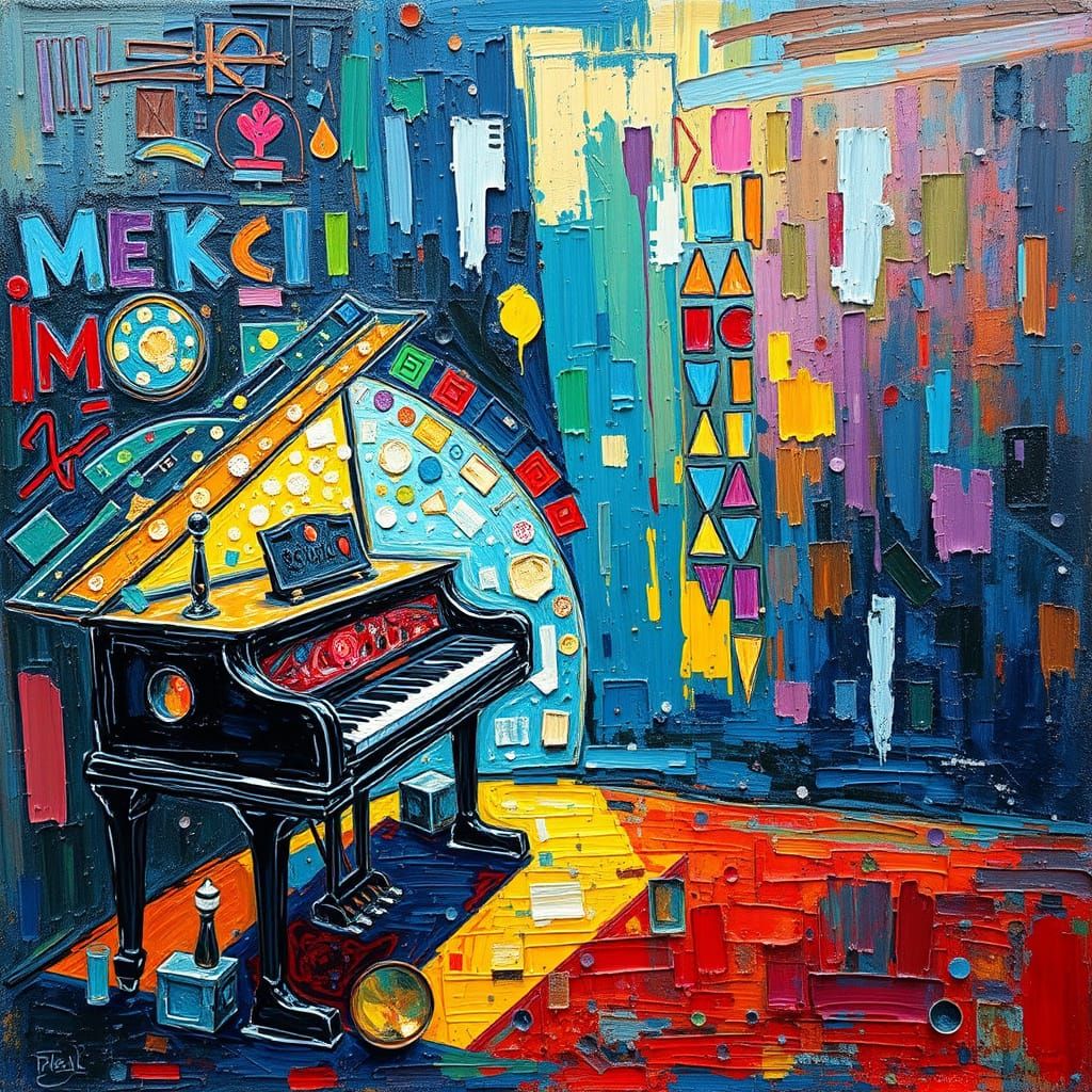 Electronic Piano Baroque Masterpiece in Neo-Impressionist St...