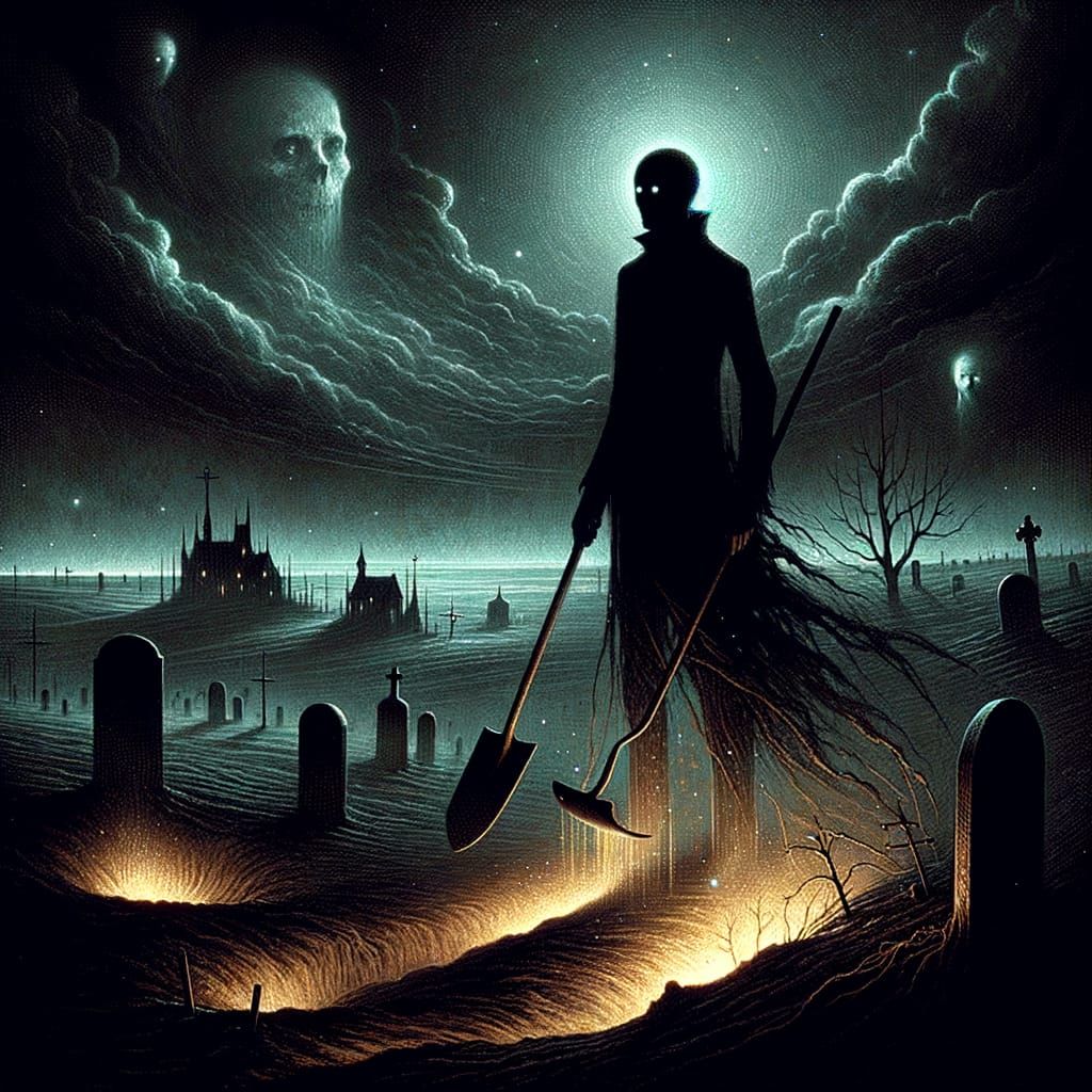 The Heartless Wanderer: Gothic Horror Illustration