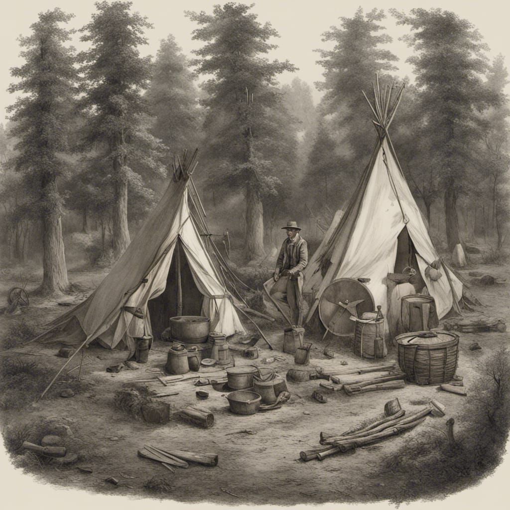 Modern American Woodcutter's Camp: Detailed Scene
