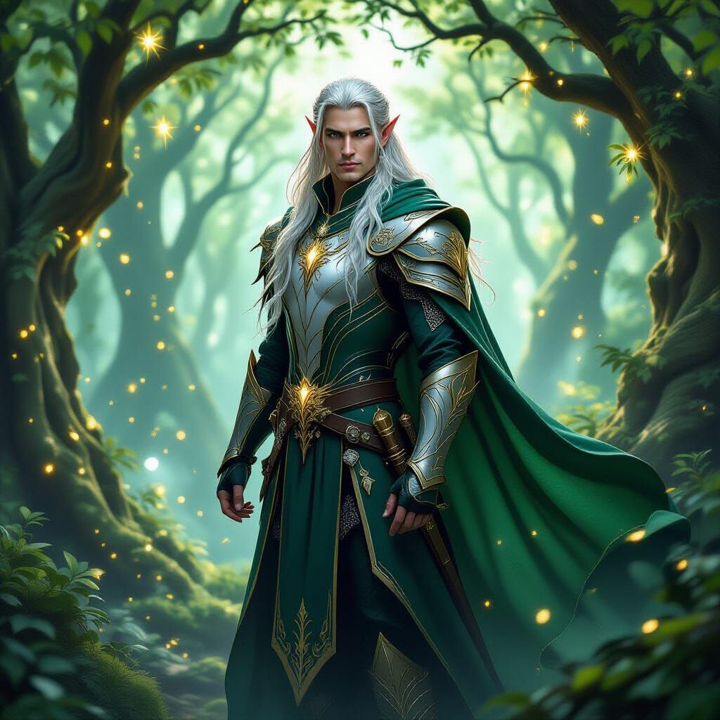 Majestic Elven Prince in Enchanted Forest