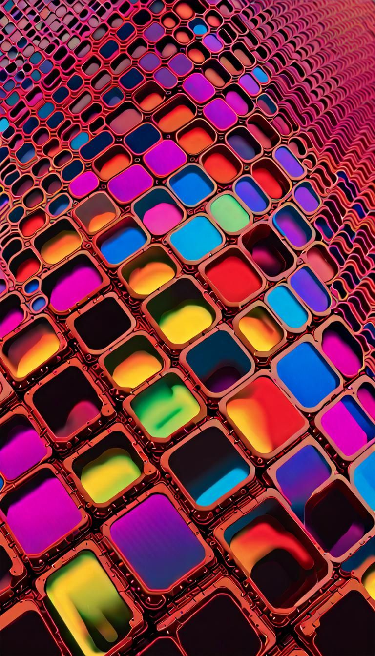 Neon Crystalline Structure: 3D Digital Art