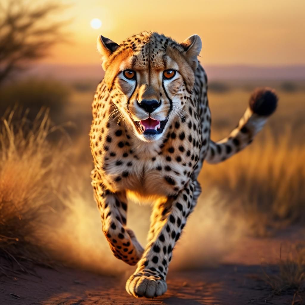 Heroic Cheetah as The Flash: Oil Painting