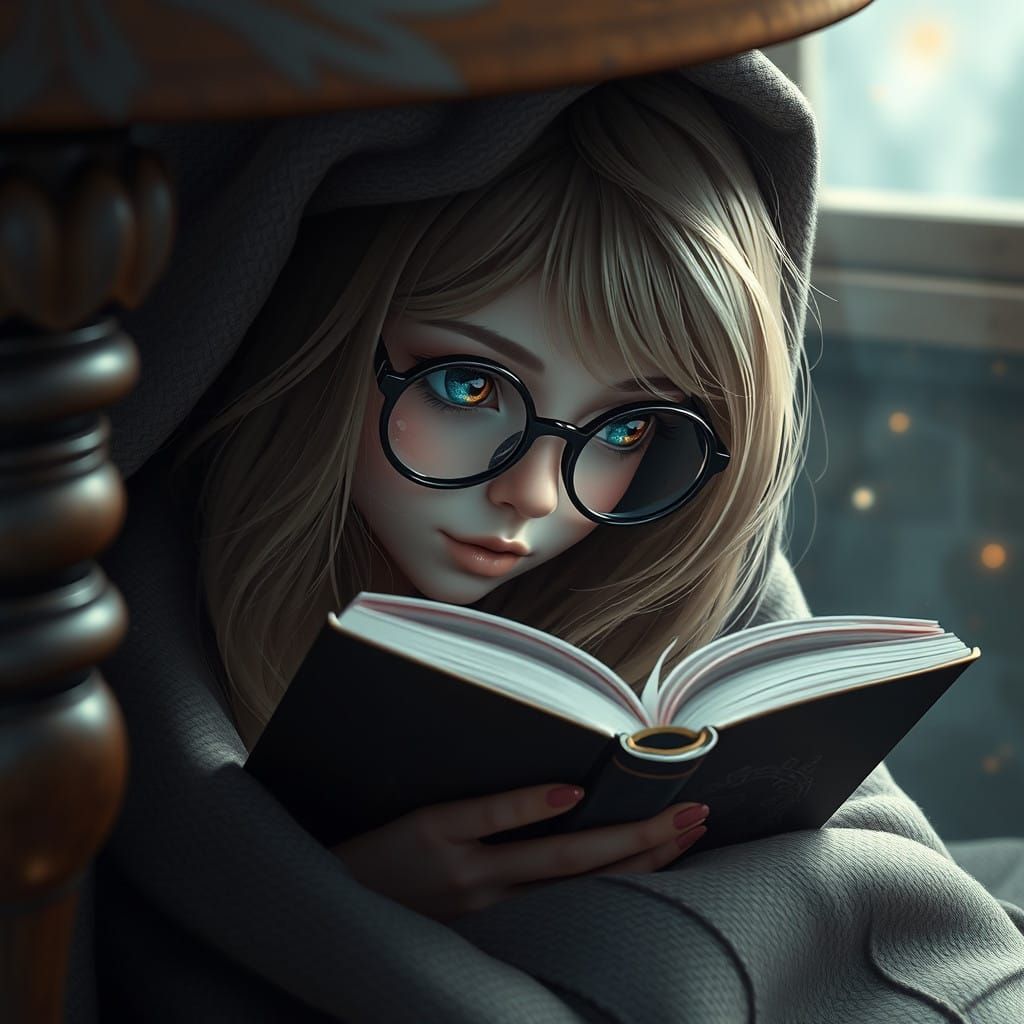 Enchanted Bookworm in Fantasy Realm