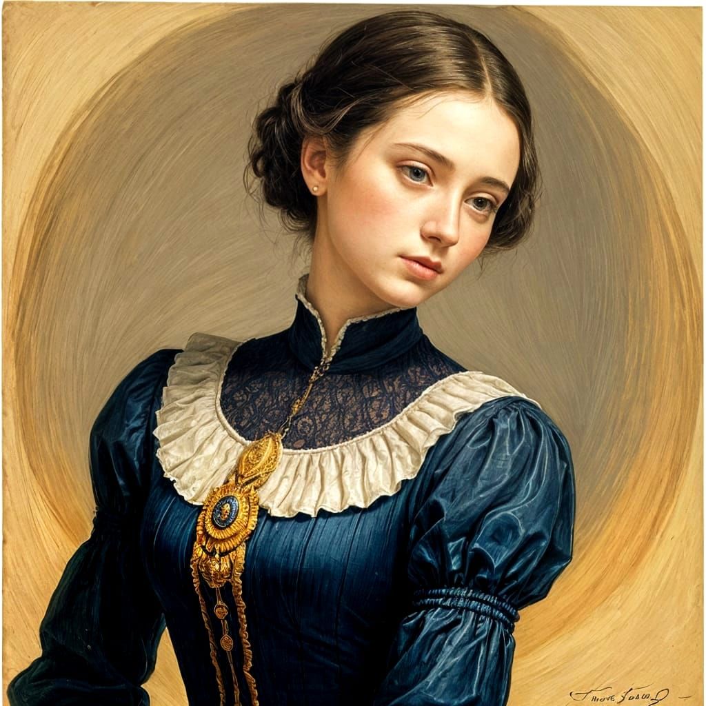 Young Lady Portrait with Expressive Strokes and Masterful De...