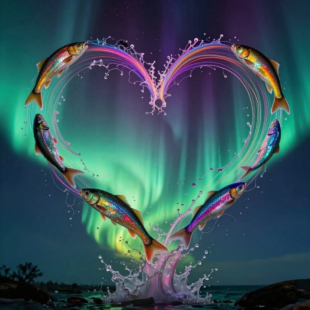 precious macro unbelievable for dramatic lighting effects and the vibrant splash of fish breaking heart shapes around a ...