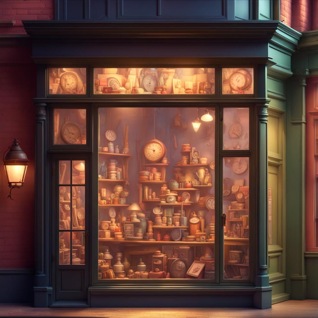 Victorian Toy Shop Window in 3D Style
