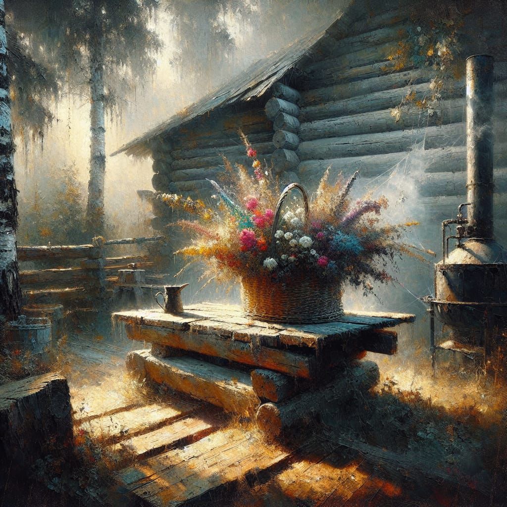 Forest Flowers in Expressive Oil Painting Style