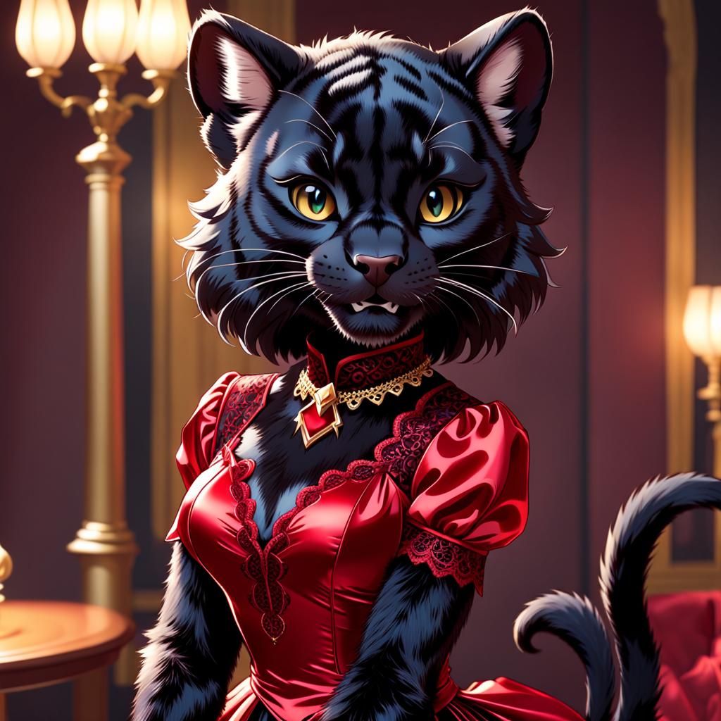 Female furry black panther
