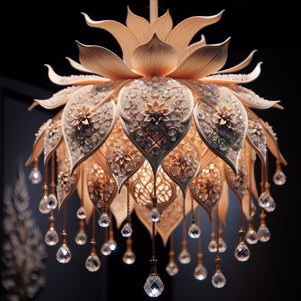 Intricate Wildflower Lamp with Sparkling Gems