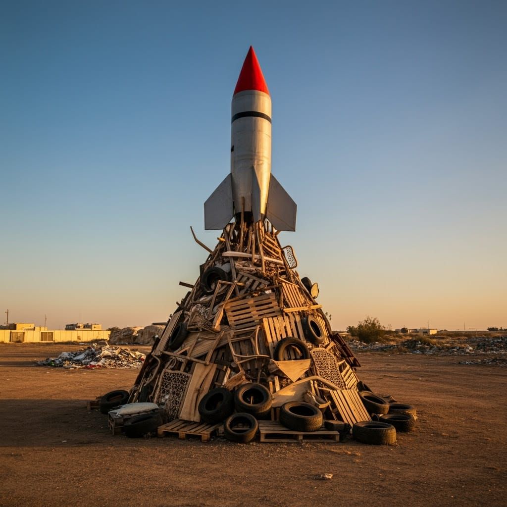Impressive Lag BaOmer Bonfire Sculpture in Desert Landscape