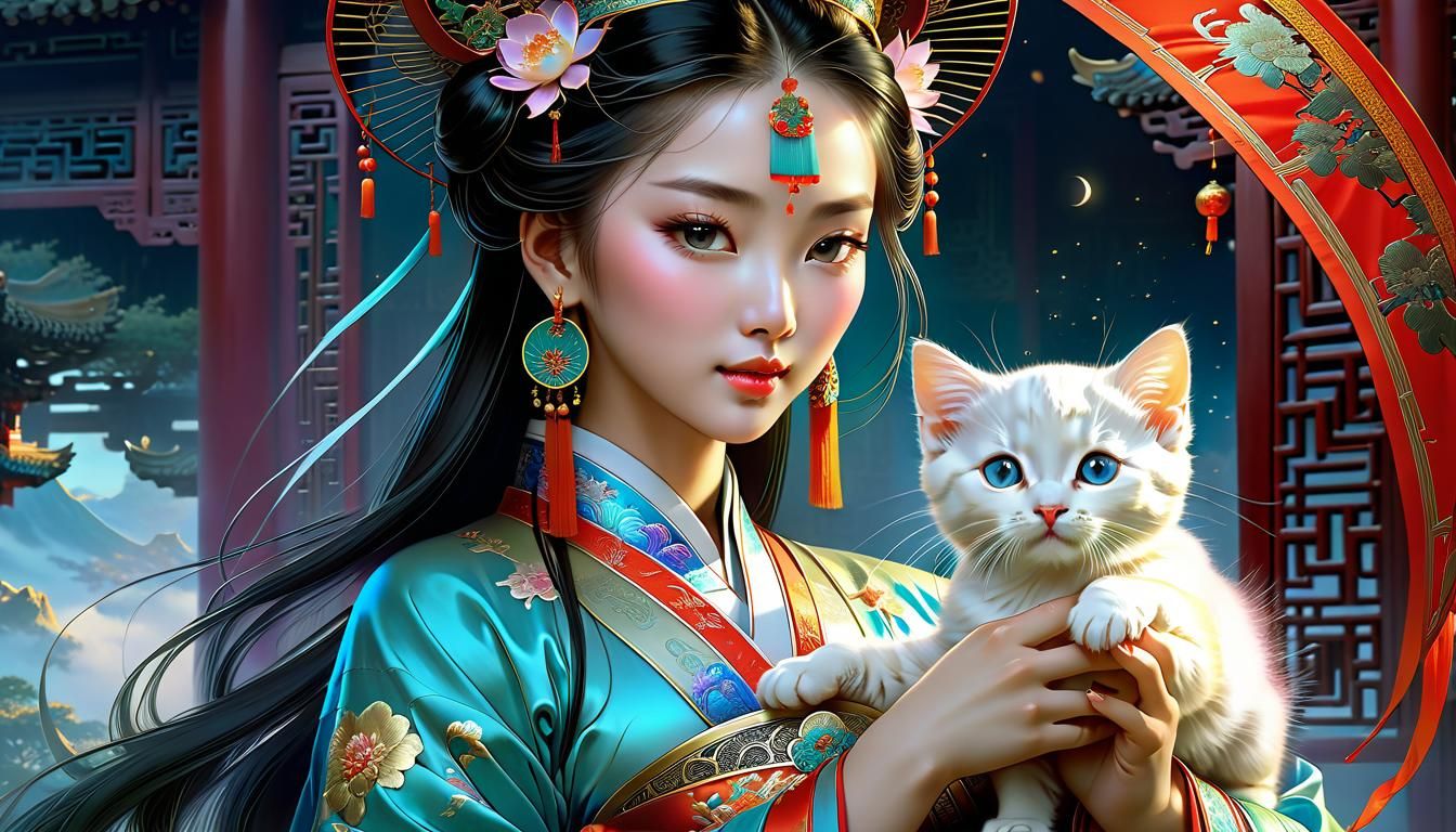 A PRINCESS AND HER KITTEN