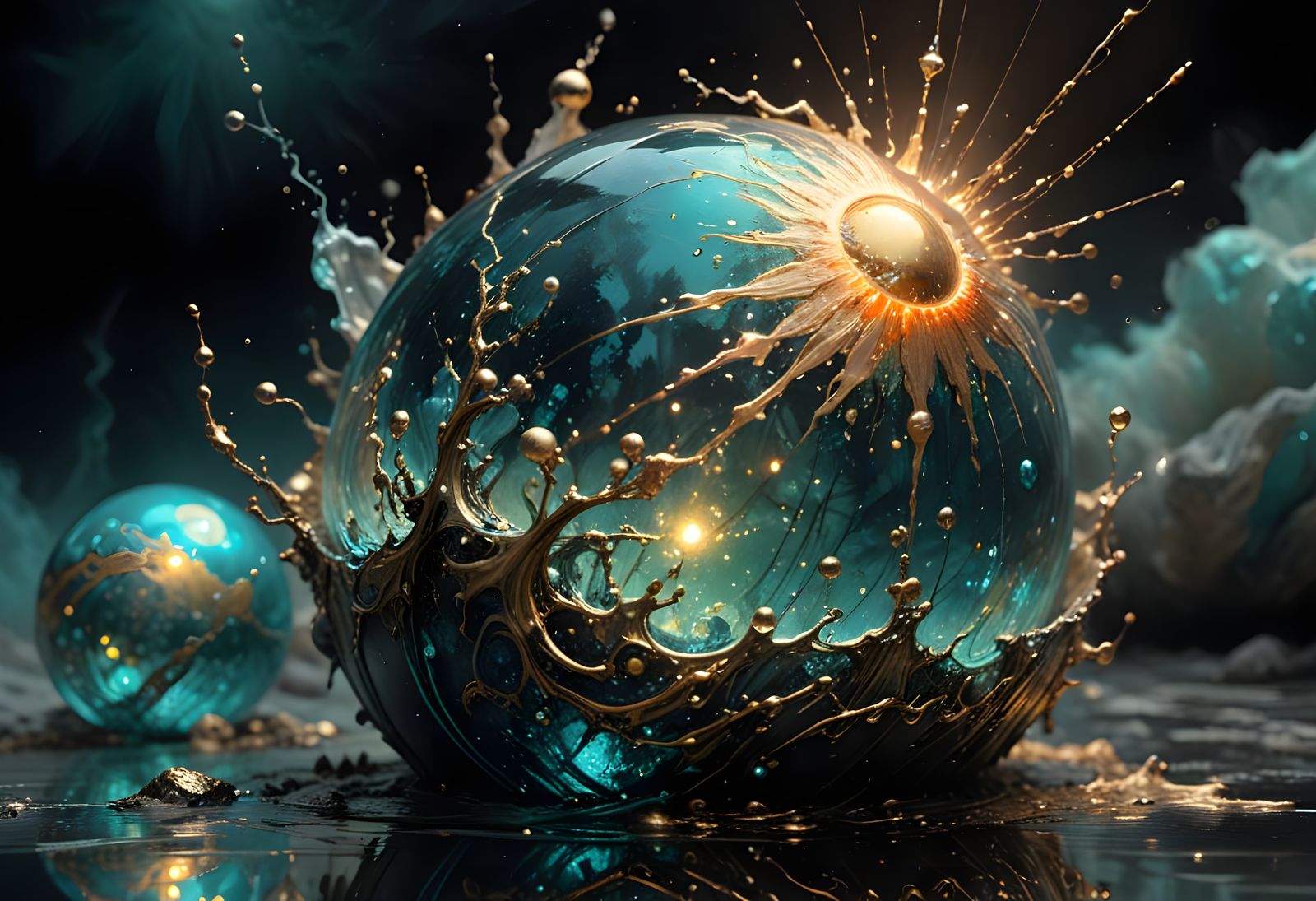 Bioluminescent Landscape in Soft Impasto Style